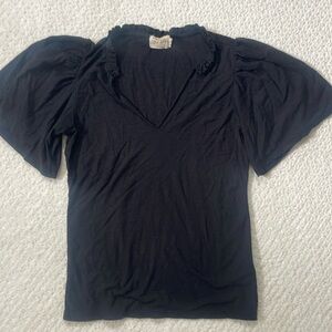 Nation LTD black v neck flutter sleeve tissue tee